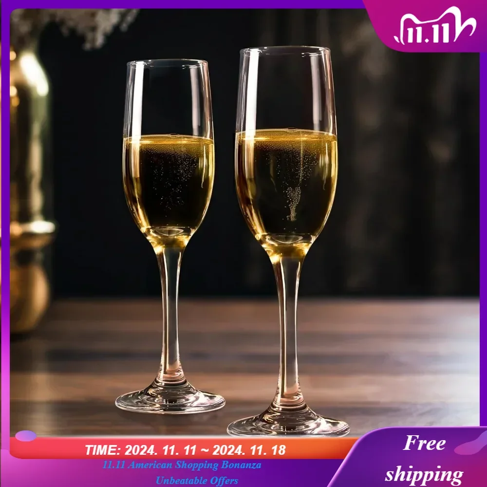 

Glass Champagne Flutes Set of 16, 6oz Classic Champagne Glasses, Sparkling Wine Glass, Champagne Flutes with Long Stem for Party