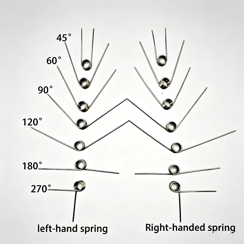 WD1.4mm, SUS304 Stainless Steel Left Twist Torsion Spring, V Form Rebound Hardware, Outer Diameter 10-18mm, 1~5 Coils Available