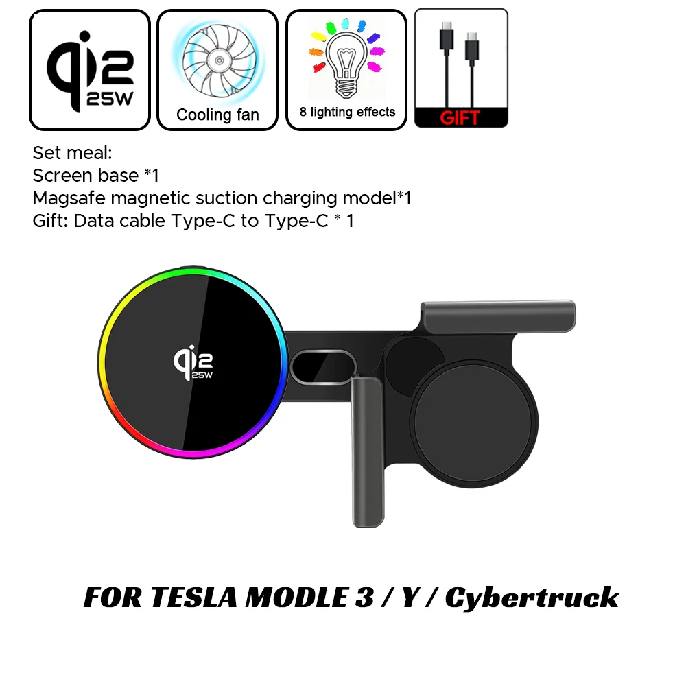 Auto telefoonhouder 15W compatibel met MagSafe magnetische draadloze oplader voor Tesla Model Y lancering 2026 Model 3 HIGHLAND BYD