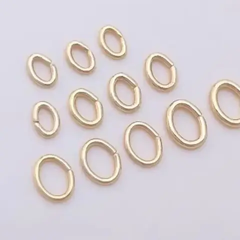 

14K Gold Open Loop Bracelet Necklace Oval Single Loop with Finishing Connection Ring DIY Handmade Jewelry Accessories