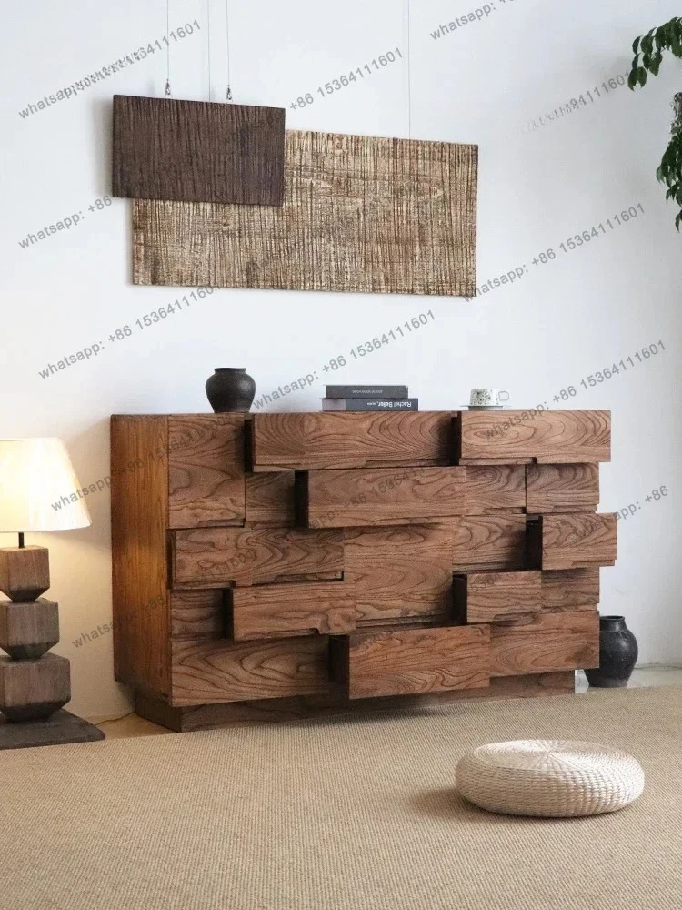 

Solid Wood Living Room Dining Side Cabinet French Retro Decorative Cabinet Designer Simple Home