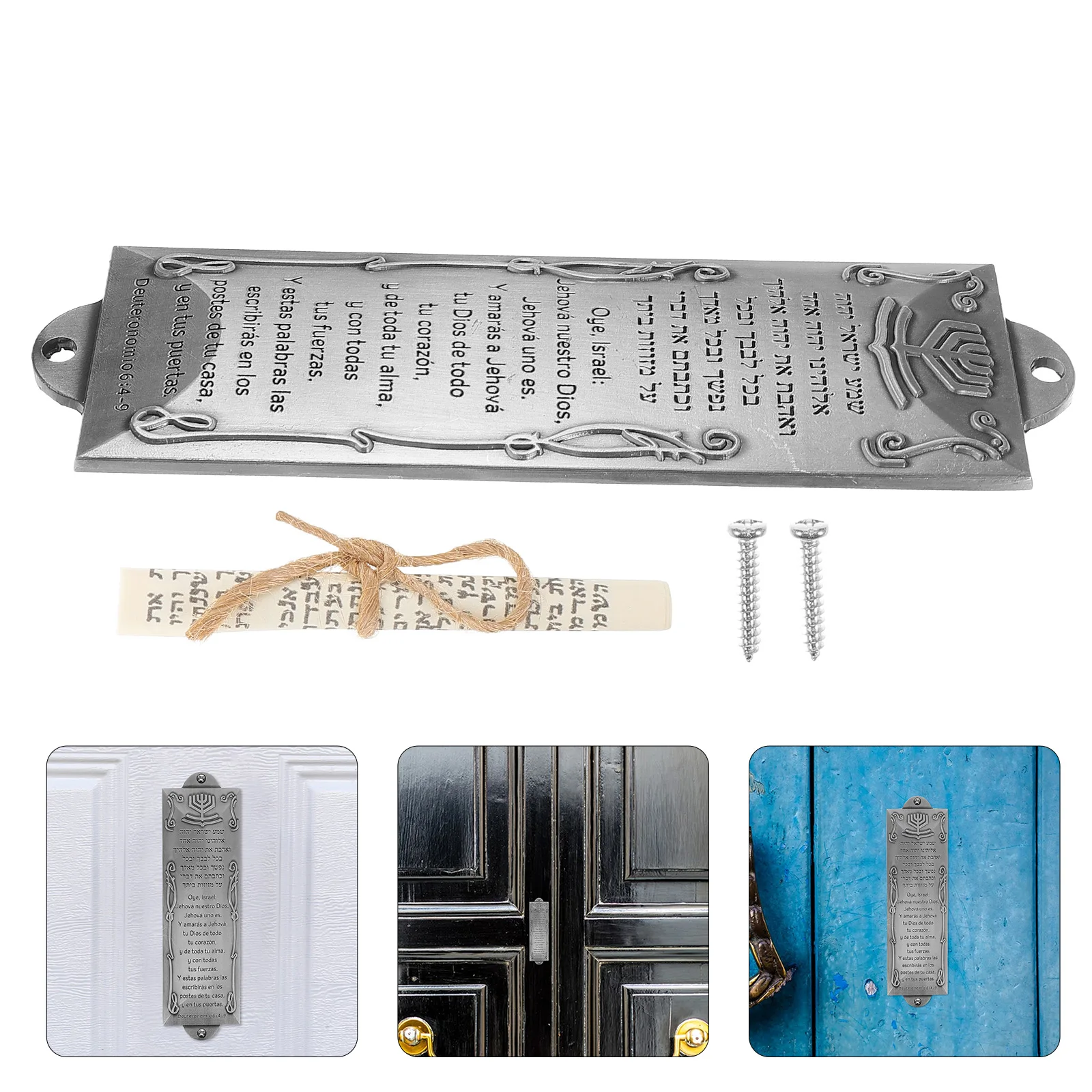 

Elegant Metal Mezuzah With Scroll For Door Home Blessing Protection Spanish Lettering Cultural Decor Vintage Style Outdoor Yard