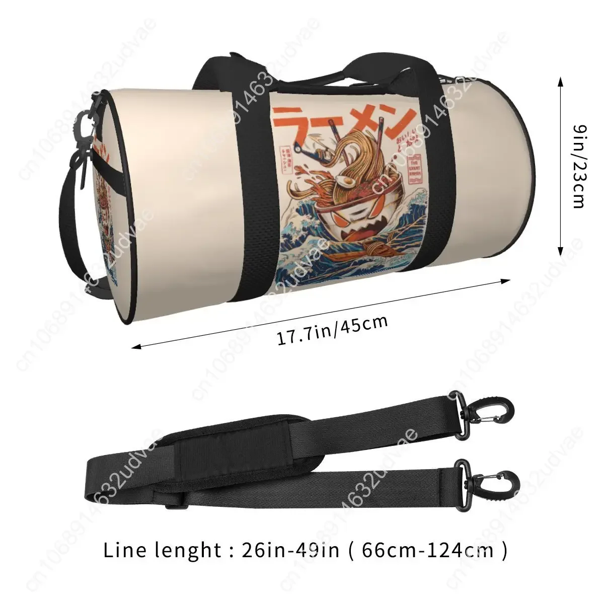 The Great Ramen Off Kanagawa Sports Bags Food Japan Travel Gym Bag Gym Accessories Retro Handbags Men Design Oxford Fitness Bag