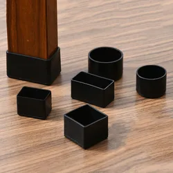 20pcs Non-slip Black Chair Leg Caps Silicone Floor Protector Pads Round 16mm Table Foot Cover Socks Furniture Hole Plugs Decor