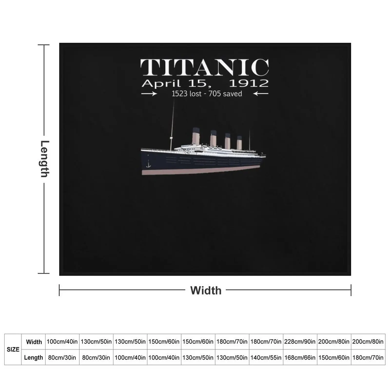 Titanic Sinking Vintage Cruise Ship Atlantic Ocean Voyage Throw Blanket Personalized Gift Winter beds Blankets