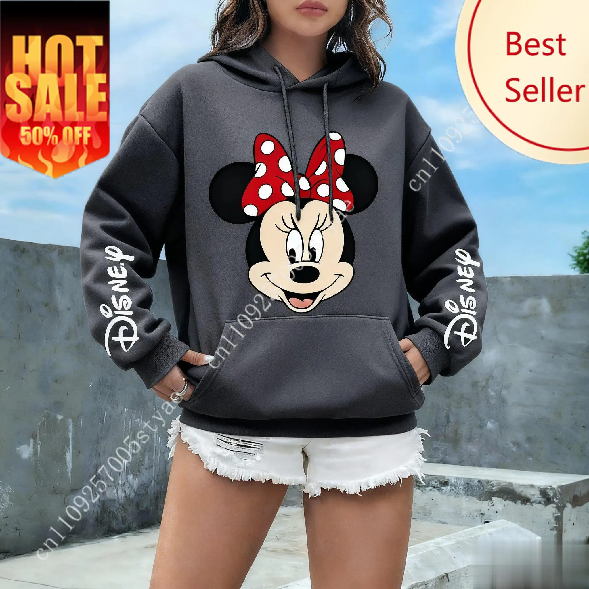 

Minnie Mouse Disney Print Hoodie Women Men Oversized Casual Pullover Sweatshirt Streetwear​​ Unisex Spring Autumn New Fashion