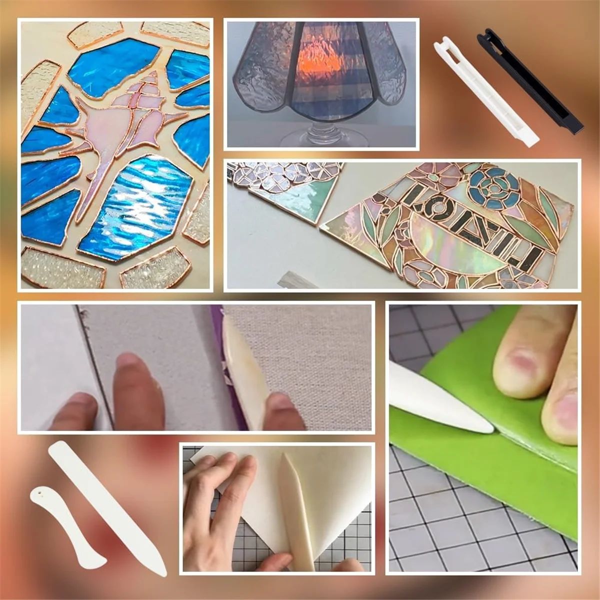 2025 + 4 قطعة رقائق النحاس اليد احباط 7/32 بوصة الزجاج النحاس احباط أداة البلاستيك الزجاج الملون الملمع العظام مجلد التهديف أداة