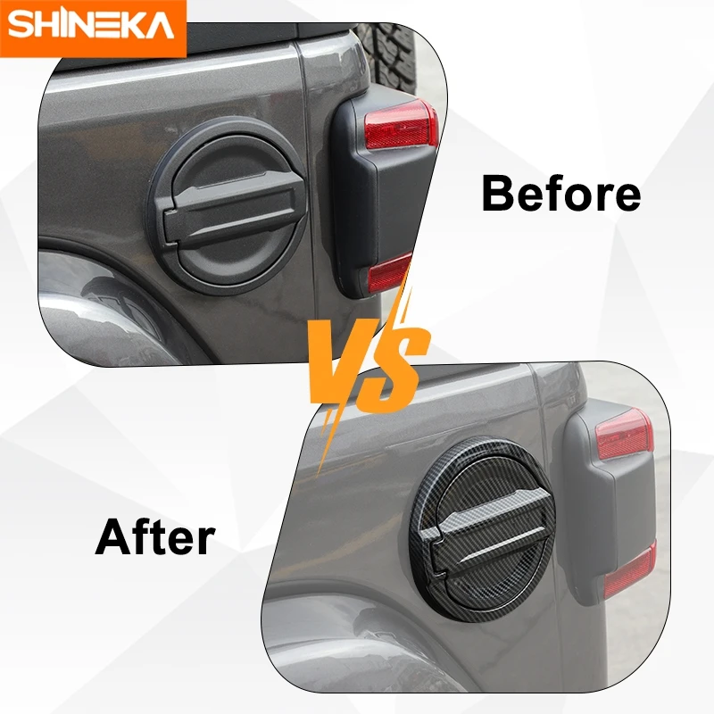 SHINEKA Tank Covers For Jeep Wrangler JL 2018 2019 2020 2021 2022 Up ABS Car Fuel Tank Cap Decoration Cover Exterior Accessories