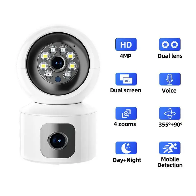 4MP 1080P Cloudbirds APP Dual Lens  Full Color Wireless PTZ IP Dome Camera AI Humanoid Detection Home Security CCTV Baby Monitor