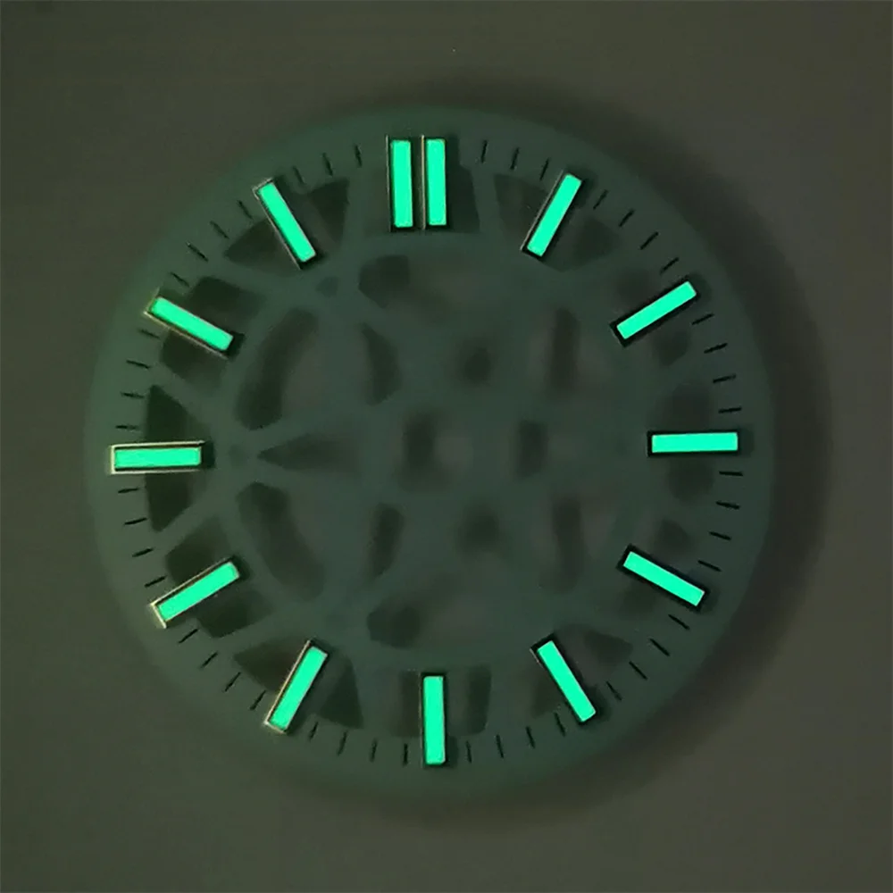 28.5mm Watch Dial, Without Luminous Hollow Dial NH35, for NH70 NH36 Movement 3D Nails Green Luminous Watch Faces Accessories
