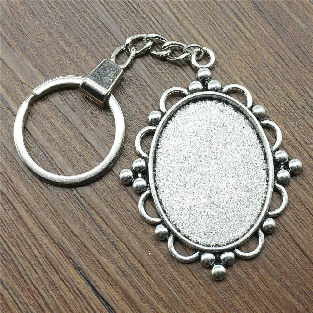 Jewelry Keyrings Accessories Heart Elliptical Glass Cabochon Base Setting Tray Lot Ring Size 30mm