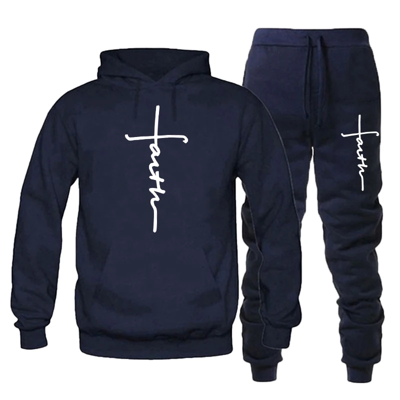 Men's printed sportswear casual men's outdoor long sleeved hoodie and pants jogging hoodie sportswear two-piece set