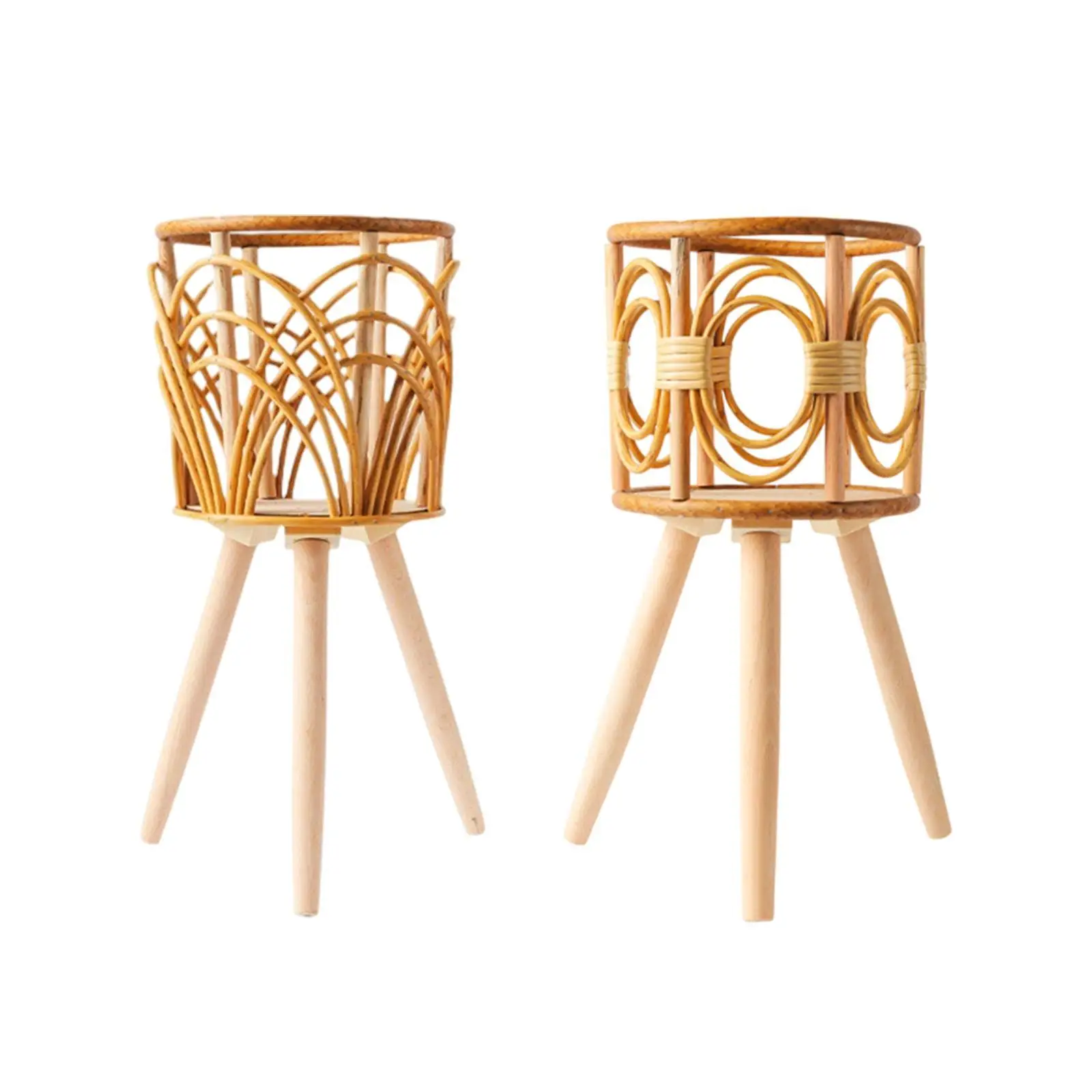 Rattan Basket Floor Planter Flower Container Display Flowerpot Basket Planter Plant Basket with Stand for Restaurant Bar Cafe
