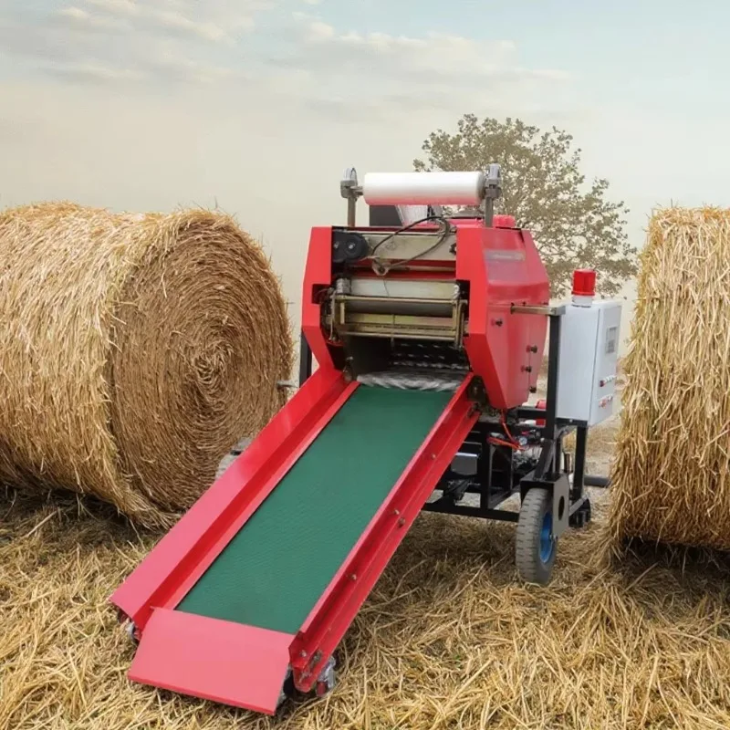 Customized Farm Use Integrated Hay Baler And Film Wrapper Machine Small Round Silage Baler For Cattle Sheep Feed Processing