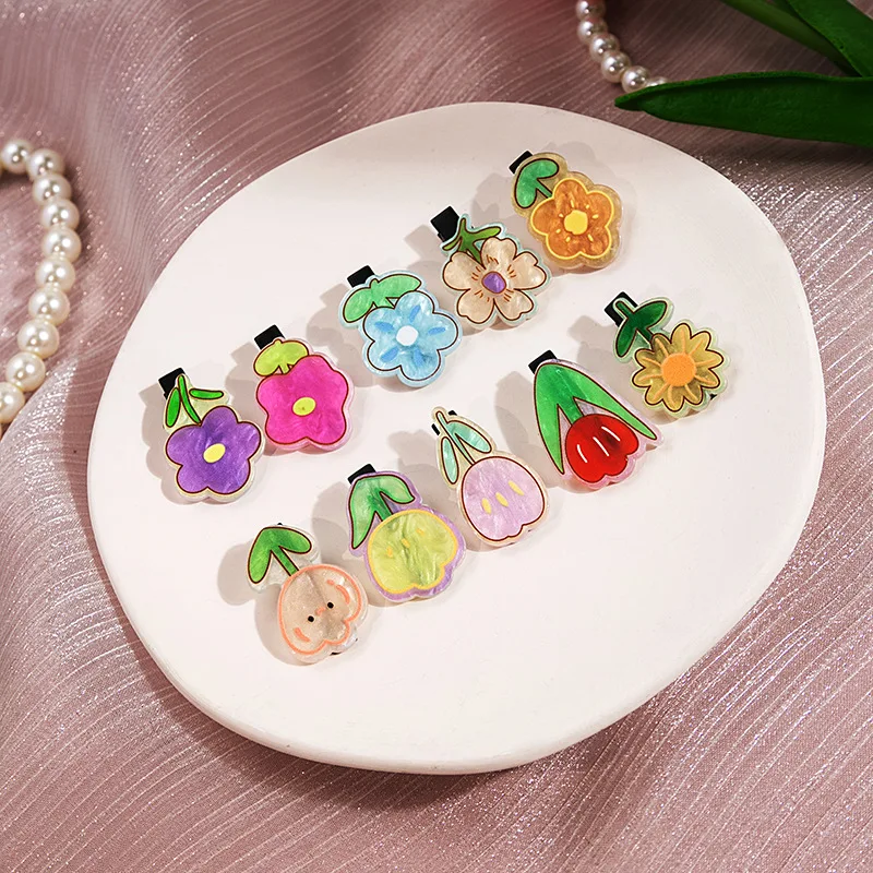 10pcs Santa Claus Elk Christmas Gift Hairclip Ice Cream Fruit Butterfly Flower Hairpin Women Girls Makeup Wash Face Bangs Clip