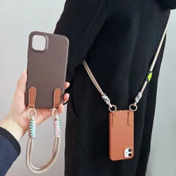 Crossbody Necklace Silicone Strap Lanyard Phone Case For iPhone 17 Air 16 15 14 11 12 13 Pro Max Soft Cover