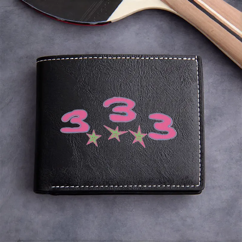 Кошелек из искусственной кожи с логотипом 333 звезд, минималистичный дизайн, легкий, прочный, модный аксессуар унисекс для повседневного использования