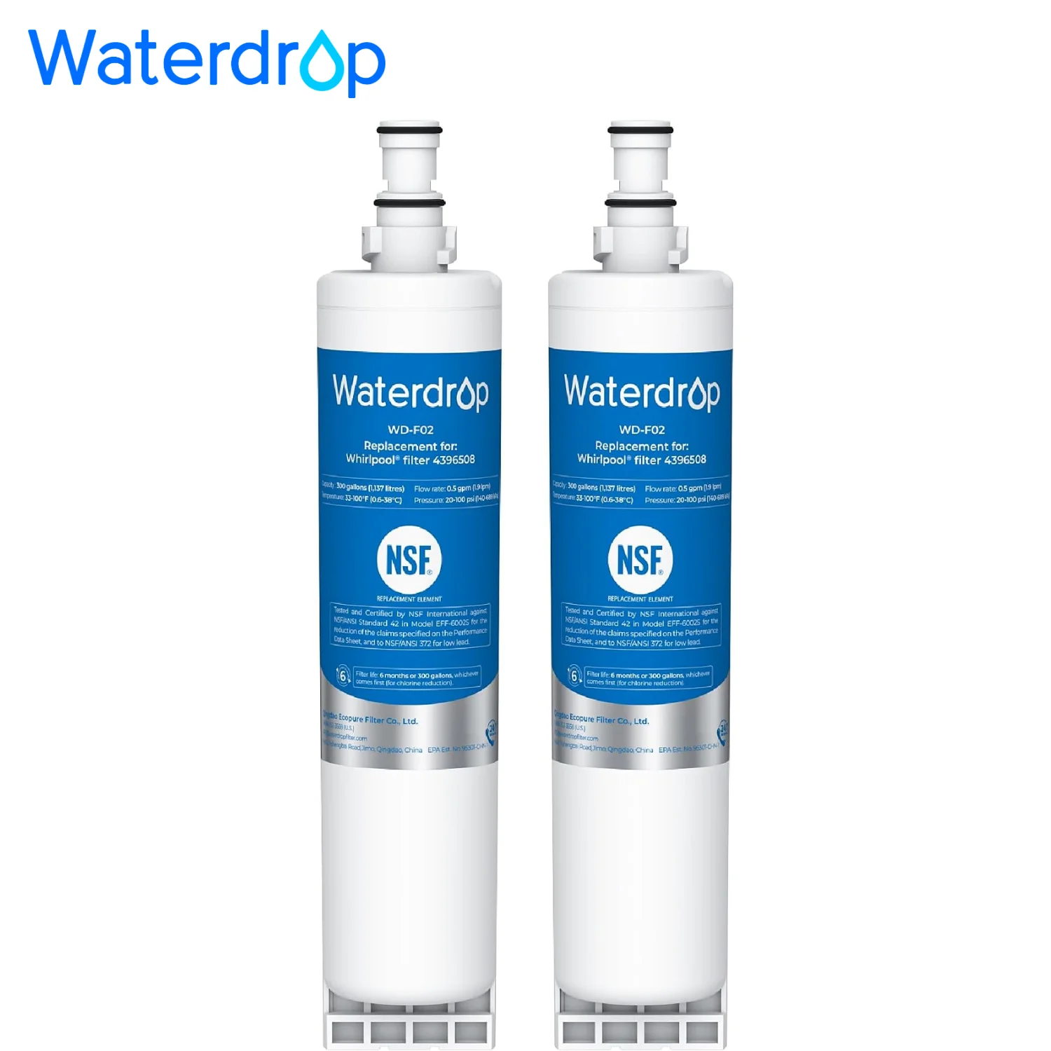 Waterdrop 4396508 Water Filter Replacement for Everydrop® EDR5RXD1k, Replacement for Whirlpool® Refrigerator Water Filter WF-NLC240V, 4396510, NLC240V, PNL240V, 4396508p, 4396547, 4392857 LC400V