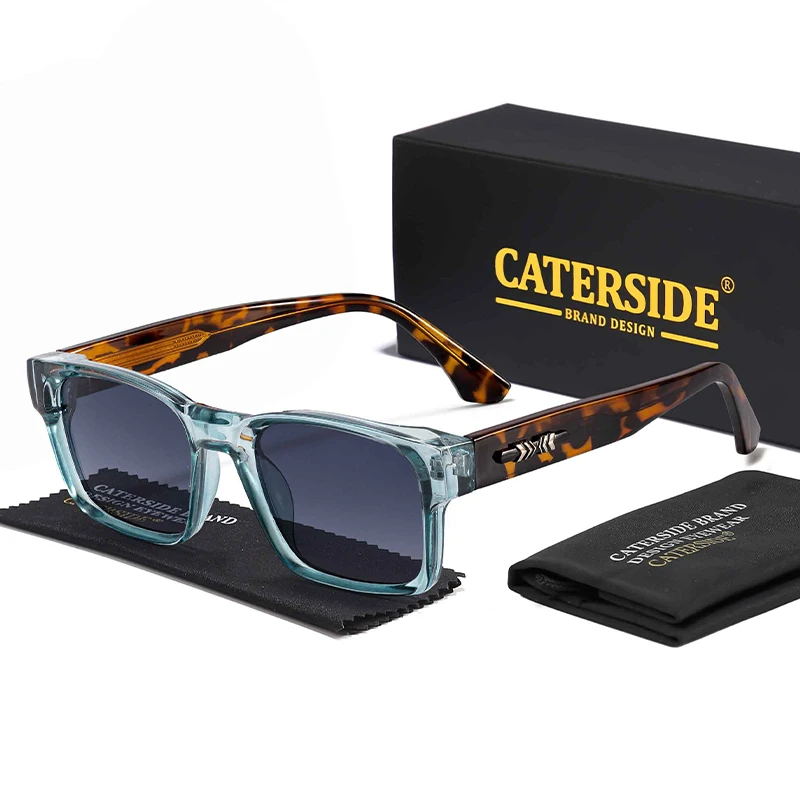 

CATERSIDE винтажные мужские квадратные солнцезащитные очки брендовый дизайн солнцезащитные очки с вставкой на ногу модные женские уличные очки для путешествий и вечеринок