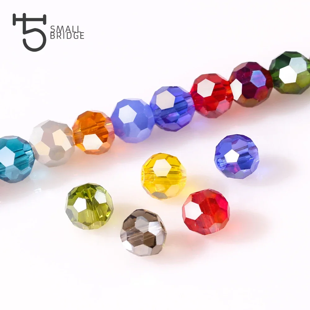 3 4 6 8mm Czech Colorful Faceted Round Glass Beads for Jewelry Making Women Diy Accessories Perles Loose Crystal Spacer Bead Z17