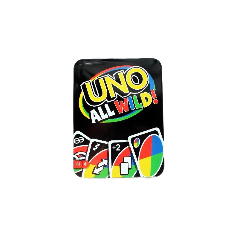 Mattel UNO ALL WILD Spielkarten Flop Classic Iron Box Multiplayer Entertainment Spaß Brettspiel Halloween Party Spielkarten