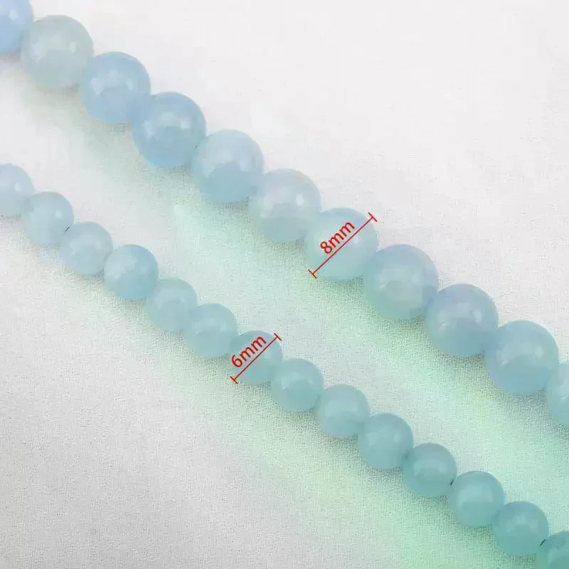 Aquamarine Round Blue Gemstone Beads Assorted Sizes Optional for DIY Necklace Bracelet Keychain Jewelry Making Crafts