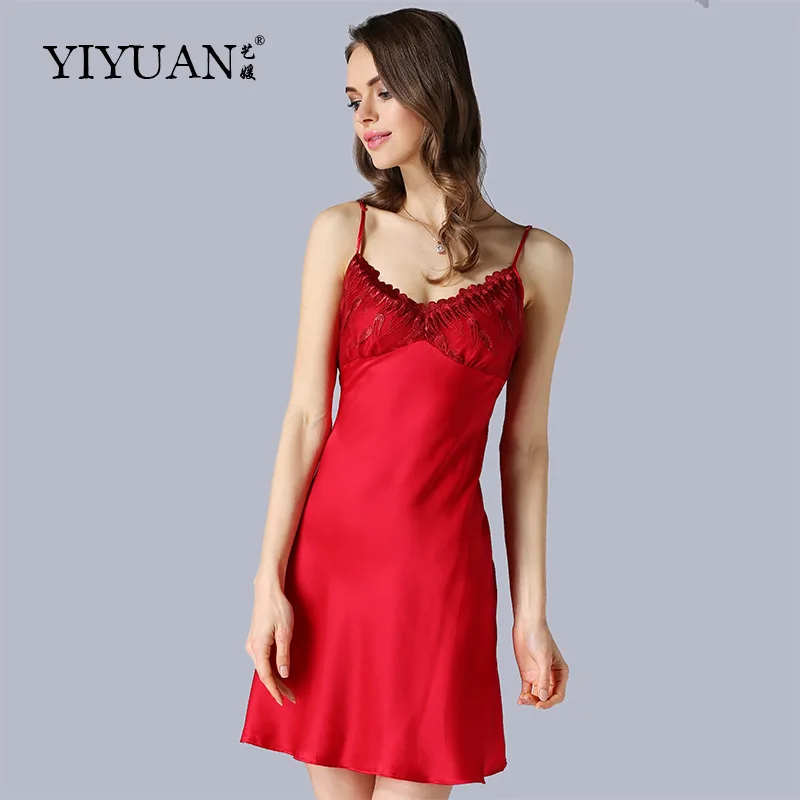 

High Quality Real Silk Pajamas for Women Sexy Seduction Woman Summer Lace Slip Nightdress Backless