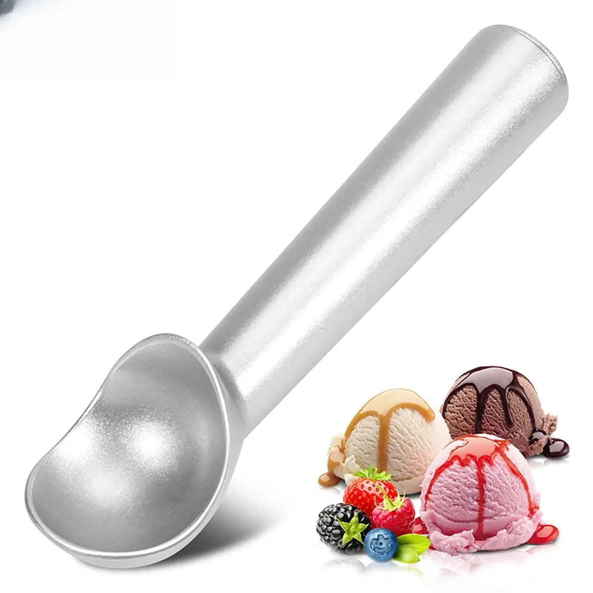 1pc Self-Warming Ice Cream Scoop - Effortless Ice Cream & Fruit Serving Tool, Durable Aluminium Alloy Construction 1.5/2/2.5/3oz