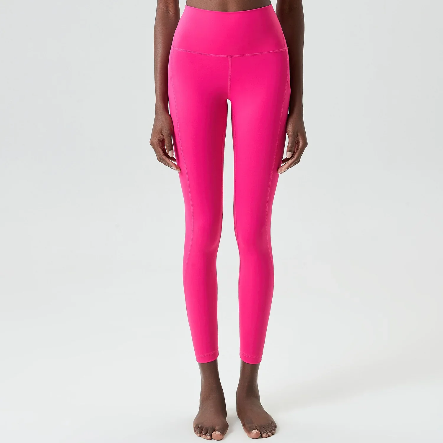 ผู้หญิงสูงเอวกีฬากางเกงขายาวสีทึบ Buttery Soft Pocket กางเกงโยคะ SLIM FIT ยืดออกกําลังกายวิ่ง Tights กีฬา