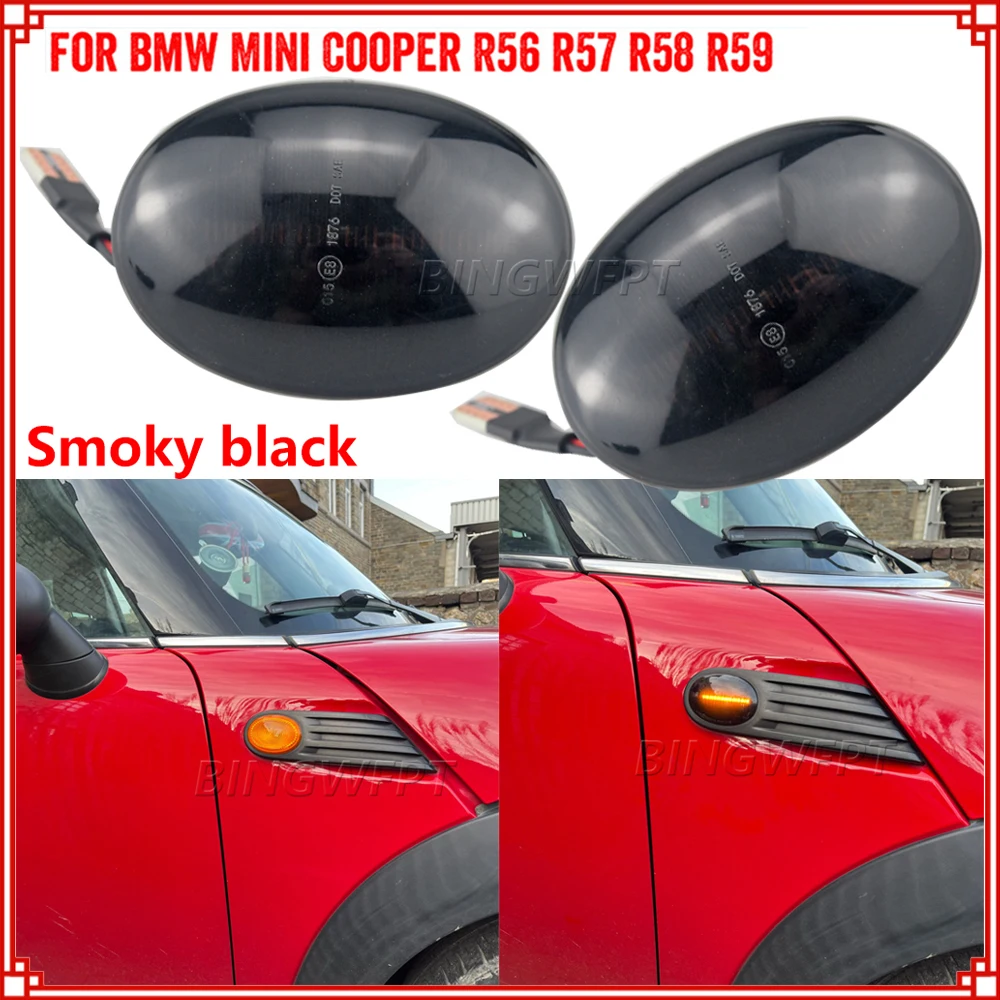 2PCS Dynamic Side Marker Mirror Lamp LED Flashing Turn Signal Light For MINI Cooper R55 R56 R57 R58 R59 CL-R56-LSM-SM 2007-2013