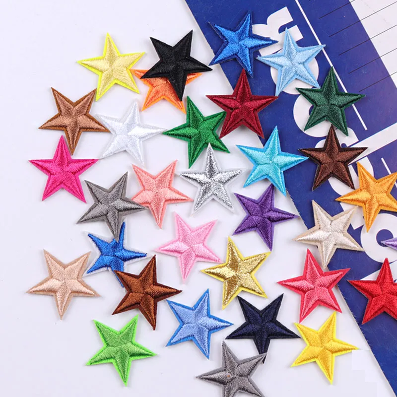 33PCS/Lot Pentagram Star Patch Embroidery Patch Iron On Patches For Clothing Craft Decorate DIY Shoes Bag Fabric Sew Accessories