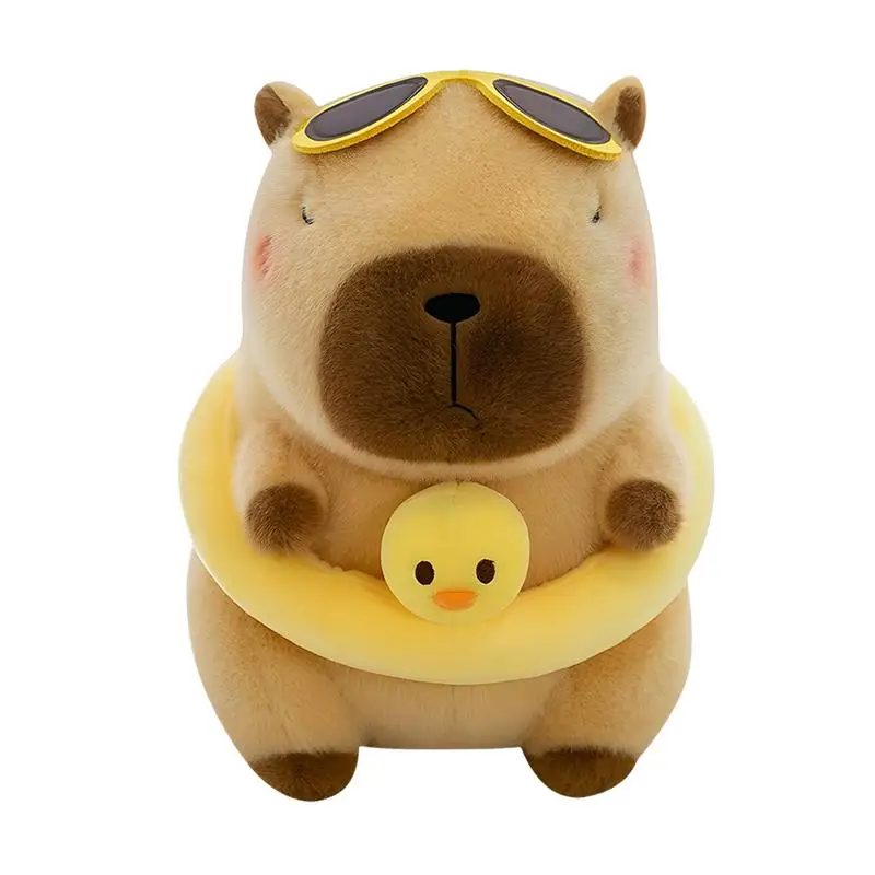 Capybara de peluche con anillo de natación, Animal de peluche de 24cm/9,4 pulgadas, muñeco de peluche para la vida