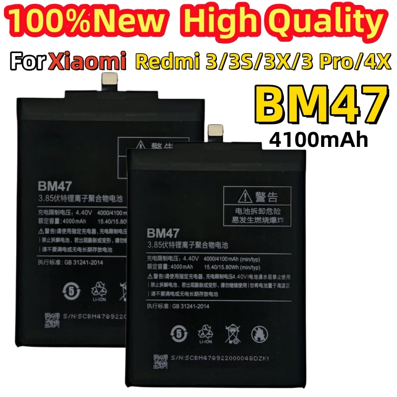 New High quality BM47 4100mAh Battery For Xiaomi Hongmi Redmi 3Pro 3 Pro 3S 3X 4X Replace phone Batteries Fast Shipping+Tools