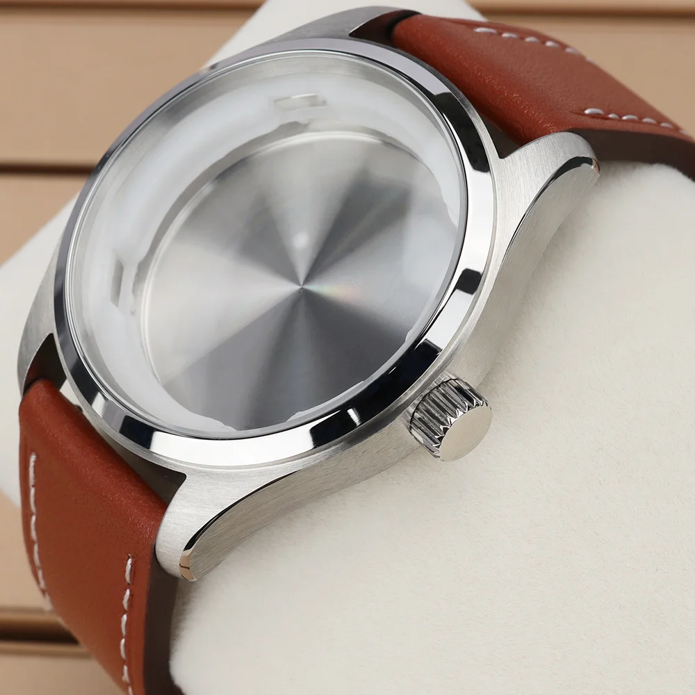 

Fashion 40mm Watch Case Leather Strap For Pilot NH35 NH36 NH34 NH38 Movement 33.5-34.3mmDial 10ATM Brushed Design Mod Seiko Case