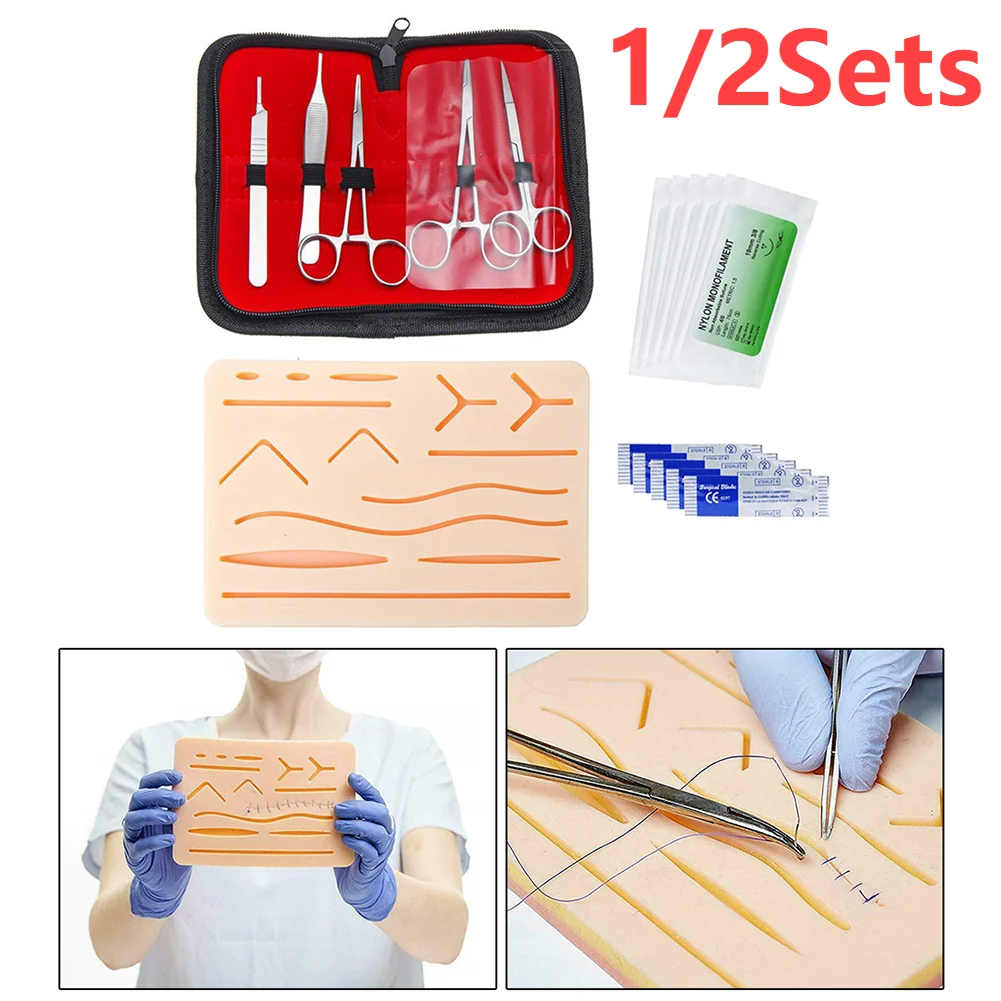Medical Students Suture Practice Kit Surgical Training with Simulation Skin Pad Model Tool Set Educational Teaching Equipment