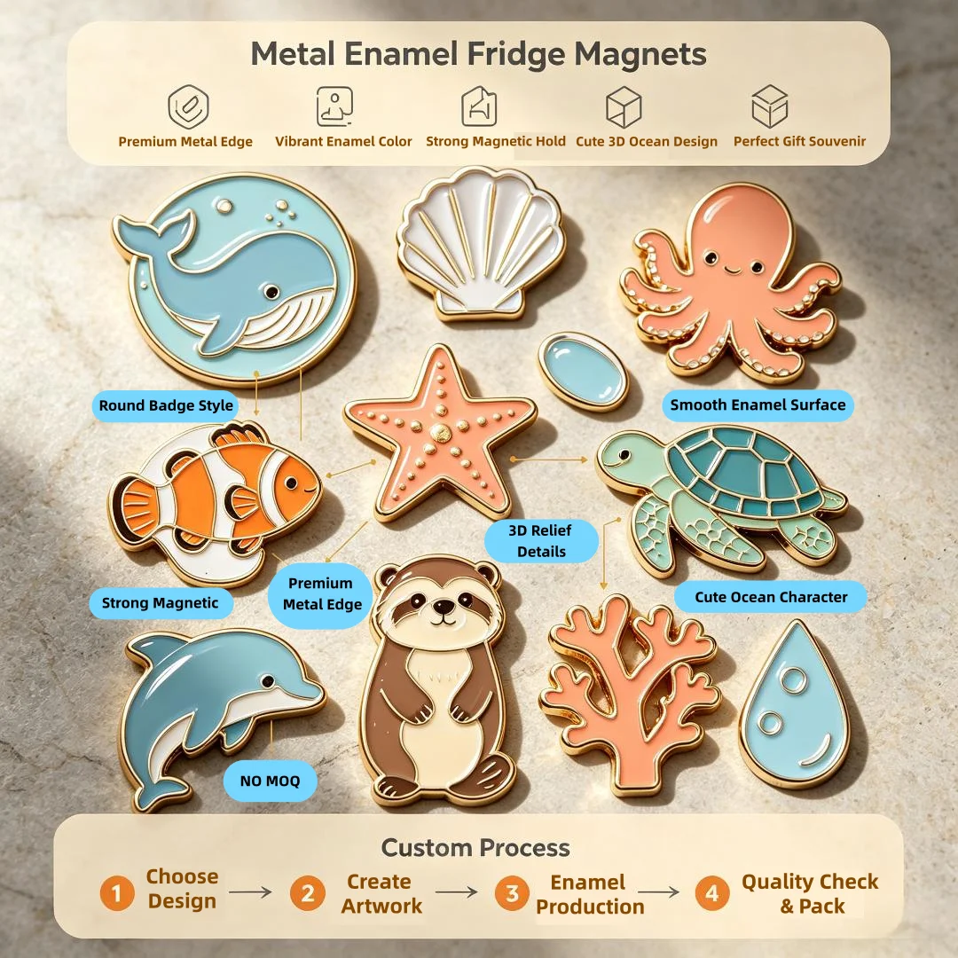 Factory Direct Custom Durable Electroplated Paint Metal Cartoon Fridge Magnet Personalized Design 2D Soft Enamel Souvenir Magnet