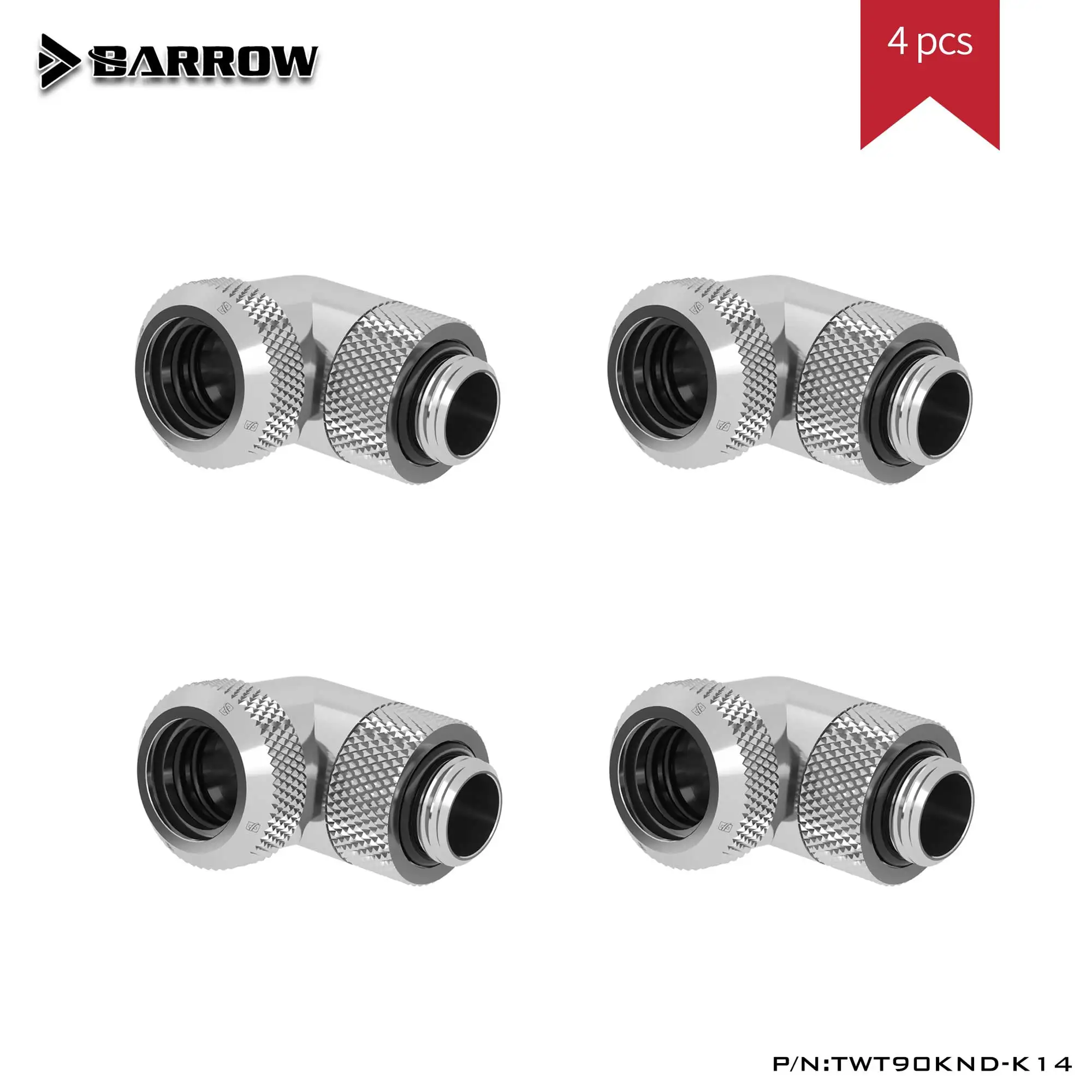 

Barrow TWT90KND-K14 4PCS 90 Degree Hard Tube Fitting Water System For PC Cooling Pipes Modding DIY Gold/Black/White/Silver