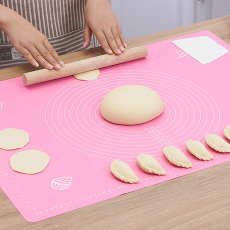 1Pcs Silicone Pastry Mat Non Slip Non Stick Silicone Baking Fondant Mat Pie Pizza Cookies Easy Clean Kneading Mat with Scale