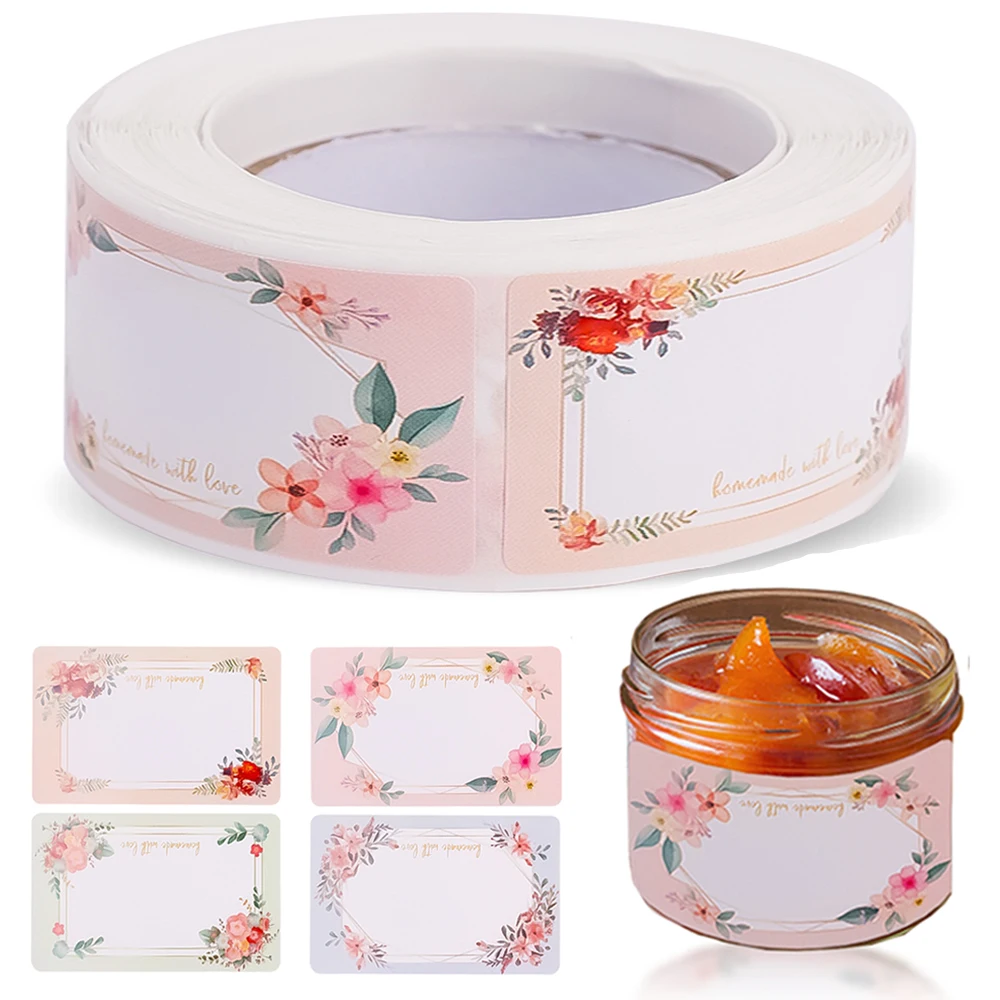 Etiquetas de nome de flor 3*5cm em branco gravável etiqueta adesivos nome de presente caseiro para cozinha diy jam embalagem decoração suprimentos