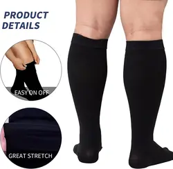 Calcetines de compresión agrandados para hombre y mujer, medias deportivas de Color sólido para Diabetes, venas varicosas, bicicleta, correr, novedad al por mayor, 4XL