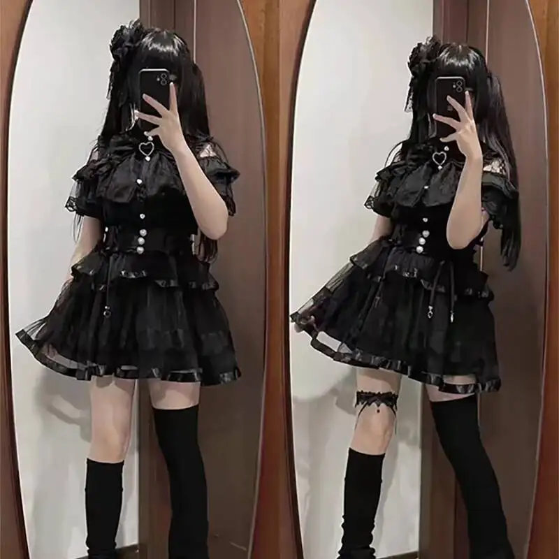 Kawaii Vrouwen Shirts Jirai Kei Lolita Y2K Leuke Japanse Stijl Blouse Elegante Lange Mouw Zoete Tops Casual Esthetische Shirt 2024