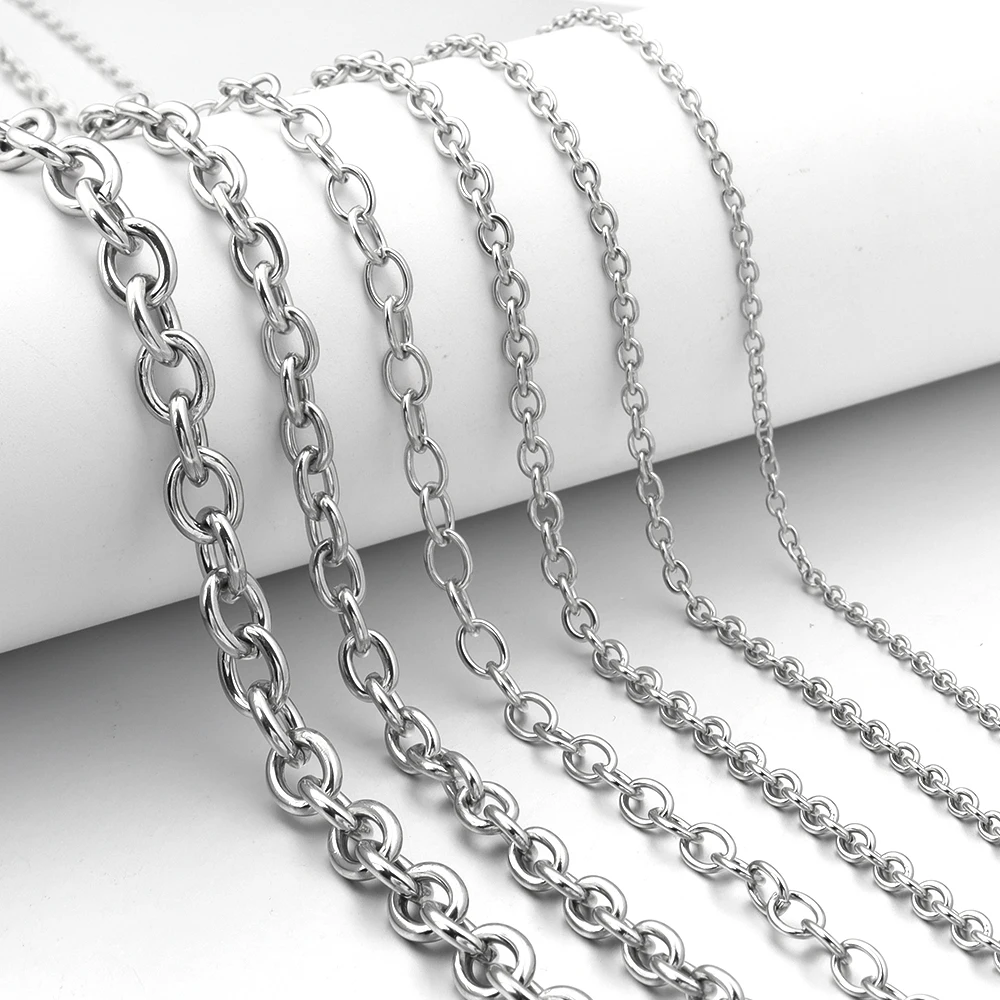 

5 Yards/Lot 3 4 5 6 8mm Stainless Steel Chains DIY Necklace Bracelet O Link Chain Bulk Link Chains for Jewelry Making Wholesale