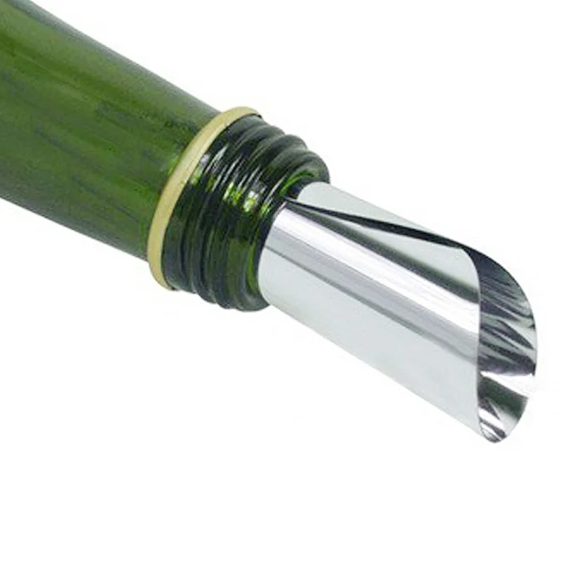 مدفق نبيذ من رقائق الألومنيوم ، قابل للطي ، فضي ، نقطة توقف ، قرص صب ، عبوة صنبور صب ، أداة بار منزلية ، 10 في كل مجموعة