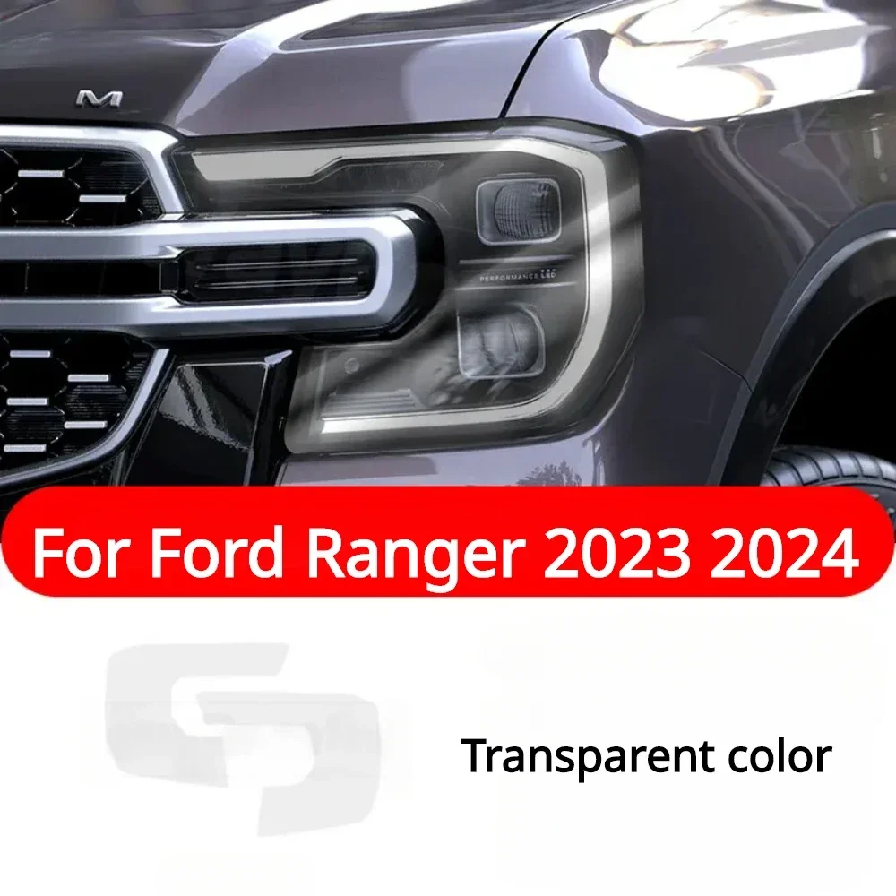 For Ford Ranger 2024 2023 T9 Wildtrack Raptor Accessorie Car Headlight Protective Film Transparent Smoke Black TPU PPF Sticker