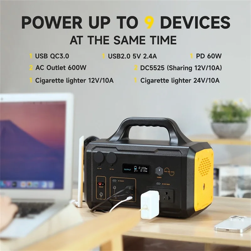 600W Portable Power Station High power 294Wh Backup Lithium Battery USB2.0  5V 2.4A / USB QC3 Generator Home RV Camping a