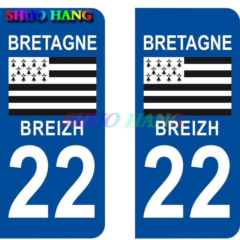 

Department 22 Sticker 2 Sticker Style Car License Plate Bretagne Vinyl Sports Racing Motorcycle Helmet with Personalized PVC