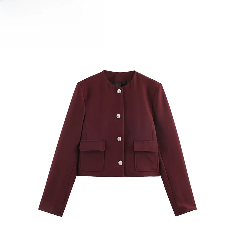 

Simple Casual Pure Color Outerwear ZR Autumn New Sle Women's Faionable Versatile Polyester Fiber ort Coat