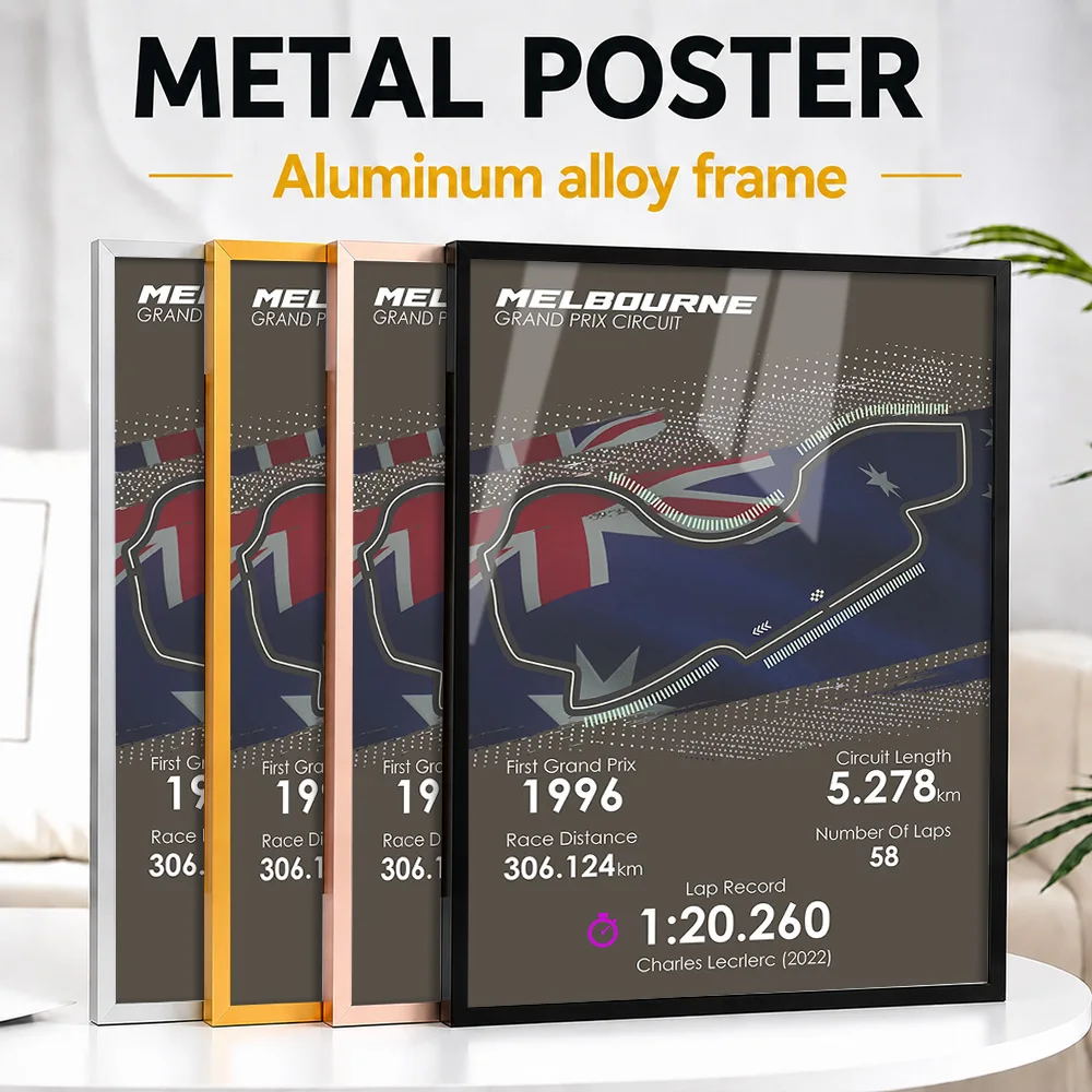 Formula Racing Melbourne Track Metal Poster With Aluminum Alloy Frame Personalized Photo Bold Pit Lane Style Wall Art For Garage