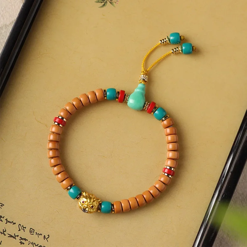 اليدوية الزيتون دلو الخرز سوار المرأة نمط المغنيسيوم خام أعلى حبة سوار مباشرة حبة قطع الذهب الوحش برميل #4