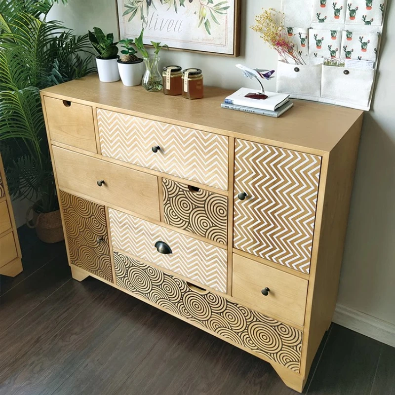 

Nordic simple seven or six chest cabinets solid wood living room porch bedroom cabinets drawers storage decorative